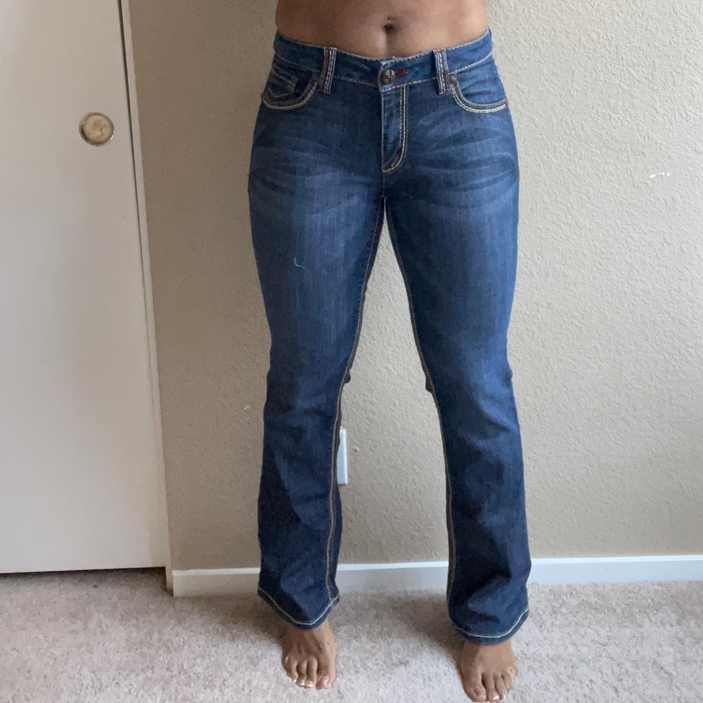 Boot Cut jeans, medium wash, Low rise